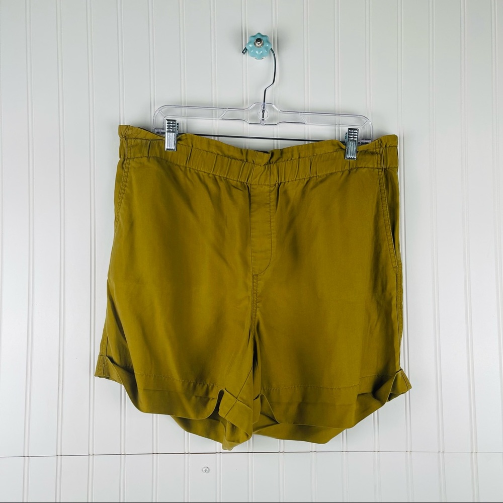 LOFT outlet olive green lyocell paper bag waist high rise shorts modest casual